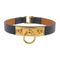 HERMES GHW Rivale Mini Bracelet Bangle Swift Leather Black
