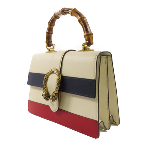 GUCCI GG GHW Dionysus Bamboo 2Way Shoulder Handbag 448075 Calfskin Leather Beige