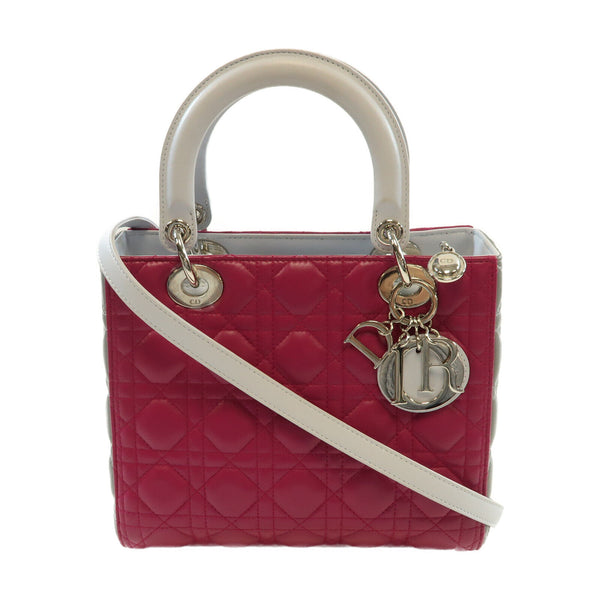 Dior SHW Lady Medium 2Way Shoulder Bag Lambskin Leather M0550 Purple/Grey/Blue