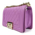 CHANEL Quilted CC GHW Boy Chanel Chain Shoulder Bag Calfskin Leather Purple