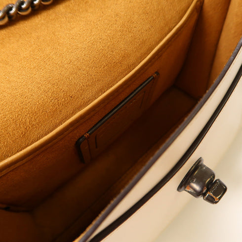 COACH Chain Shoulder Bag 29389 Calfskin Leather White