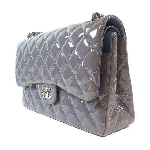 CHANEL Quilted CC SHW Classic Shoulder Bag Patent Leather Purple