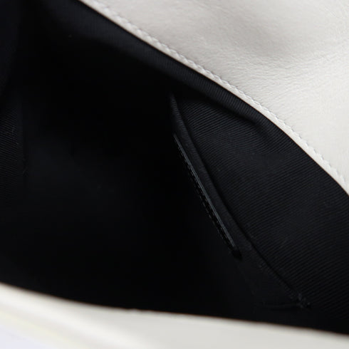 CHANEL Quilted CC GHW Chain Shoulder Bag Calfskin Leather White