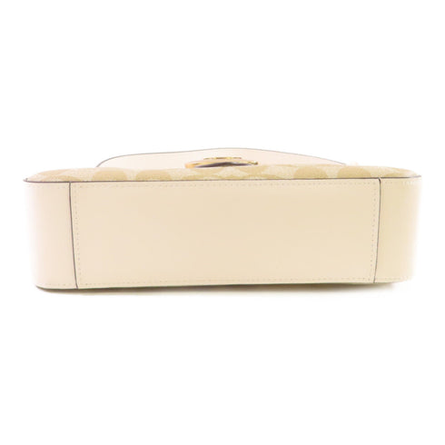 COACH GHW Eliza Shoulder Bag Coated Canvas CP005 Brown White