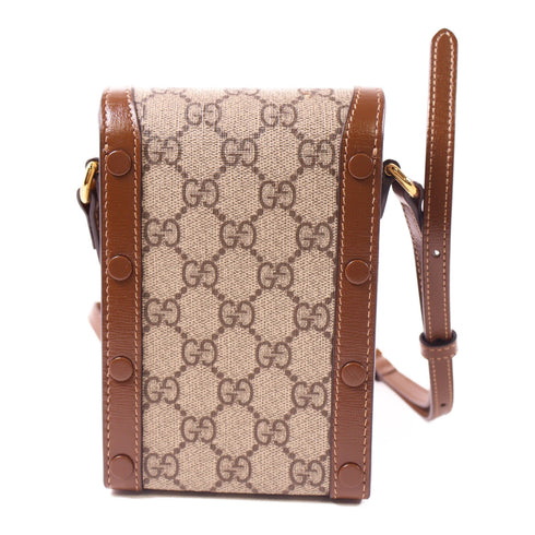 GUCCI GG GHW Horsebit 1955 Mini Bag Shoulder Bag 625615 Coated Canvas Brown