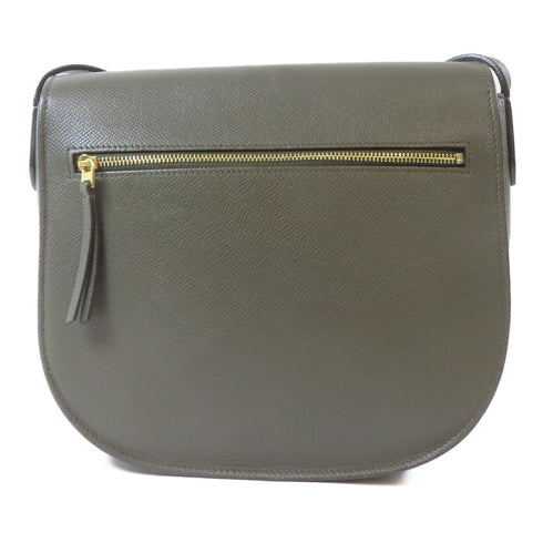 CELINE GHW Shoulder Crossbody Bag Calfskin Leather Dark Green