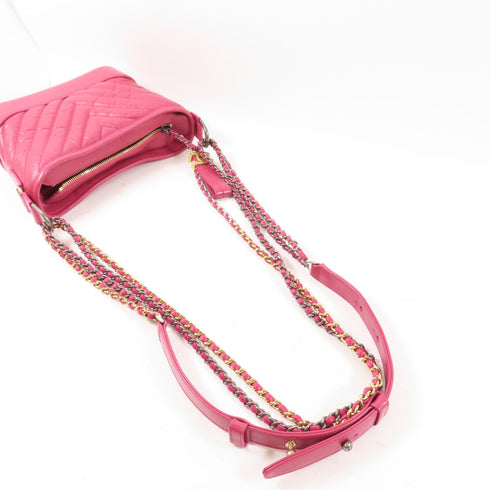 CHANEL CC Gabrielle Small Chain Shoulder Bag Calfskin Leather Pink
