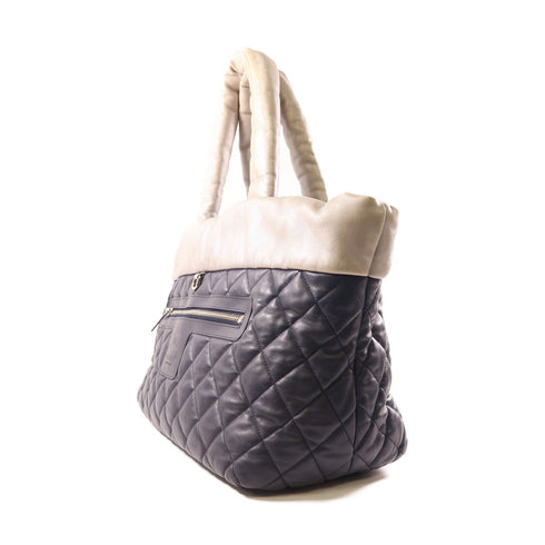 CHANEL CC SHW CoCo Cocoon Handbag Lambskin Leather Navy/Silver