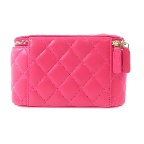 CHANEL Quilted CC GHW Vanity Bag With Chain Shoulder Bag AP2199 Lambskin Magenta