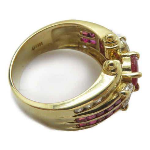 FINE JEWELRY 0.92/0.74ct Ruby 0.91ct Diamond Ring 18K Yellow Gold US#6.25