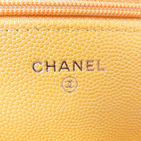 CHANEL Quilted CC GHW WOC Wallet On Chain Shoulder Bag Caviar Leather Yellow
