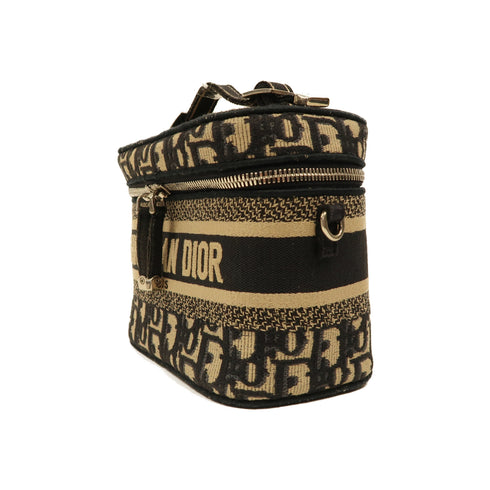 Christian Dior CD SHW Travel Vanlty Small 2Way Bag S5529VRIW Oblique Canvas Blue