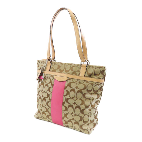 Coach SHW Tote Bag F28504 Canvas Brown/Pink