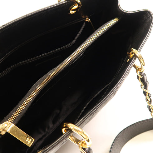 CHANEL CC GHW GST Grand Shopping Tote Chain Shoulder Bag Calfskin Leather