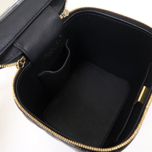 CHANEL CC GHW Vanity Case 2 Way Chain Shoulder Bag AS2362 Calfskin Leather Black