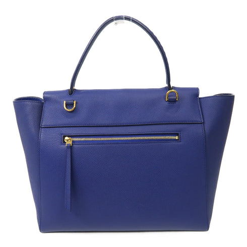 CELINE GHW Belt Bag 2 Way Shoulder Bag Handbag Calfskin Leather Blue