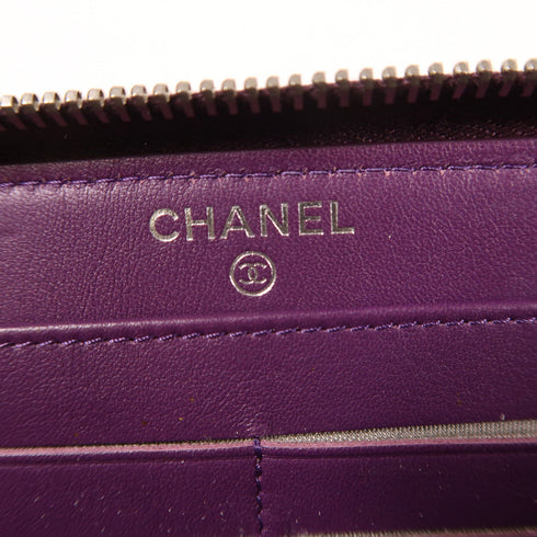 CHANEL CC SHW Long Wallet Patent Leather Purple