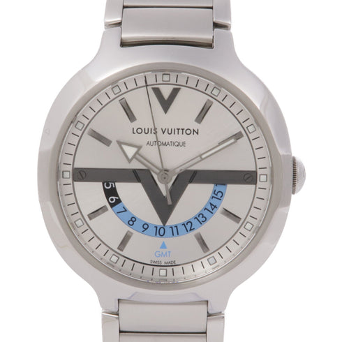 LOUIS VUITTON LV Voyager GMT Automatic Watch Q7D311 Stainless Steel Silver
