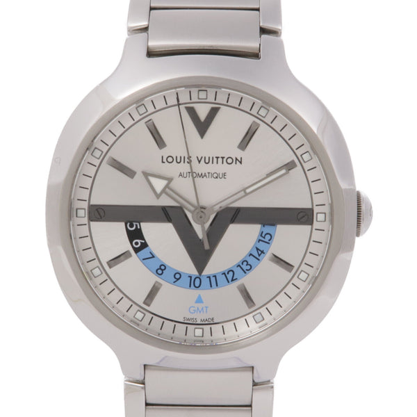LOUIS VUITTON LV Voyager GMT Automatic Watch Q7D311 Stainless Steel Silver