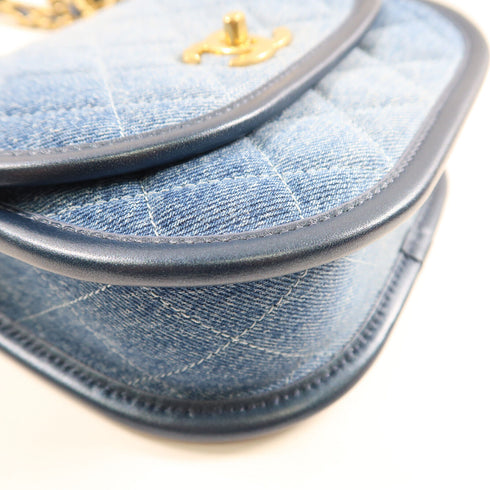 CHANEL CC GHW Messenger Bag 2 Way Bag Denim Blue