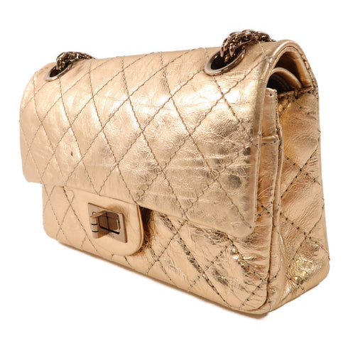 CHANEL CC 2.55 Mini Chain Shoulder Handbag Calfskin Leather Rose Gold