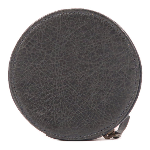 BALENCIAGA Coin Case Purse Leather Grey