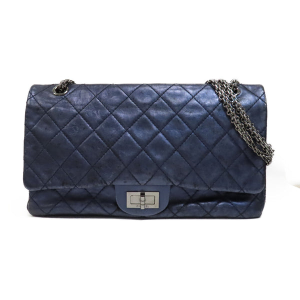 CHANEL Quilted CC SHW 2.55 Chain Shoulder Bag Calfskin Leather Navy