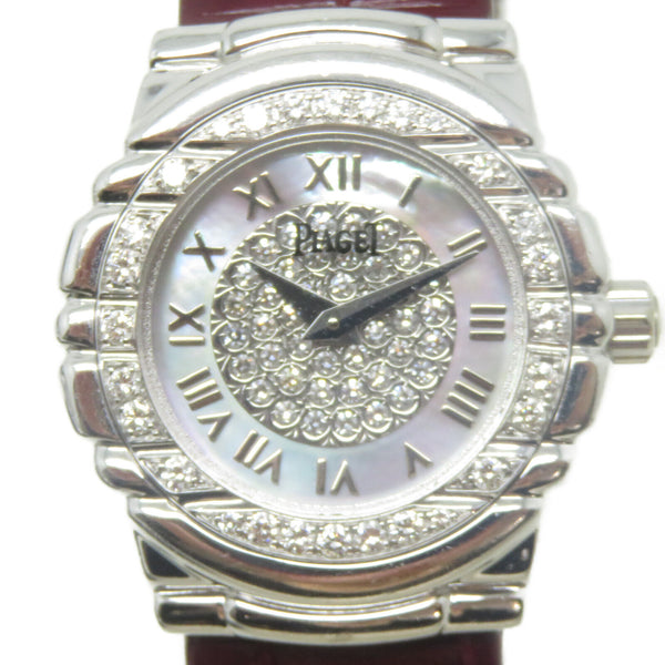 PIAGET Tanagra Dia Quartz Machine Wrist Watch K18 White Gold 16033 Silver