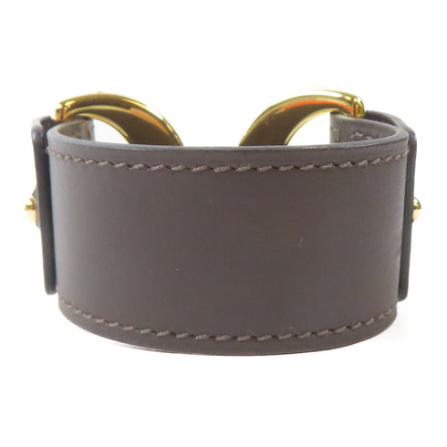 HERMES GHW Pavane Bracelet Bangle Swift Chocolate Brown Hermes #XS #14.75cm