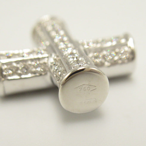 BVLGARI Latin Cross Necklace Pendant Diamond 18KWG White Gold