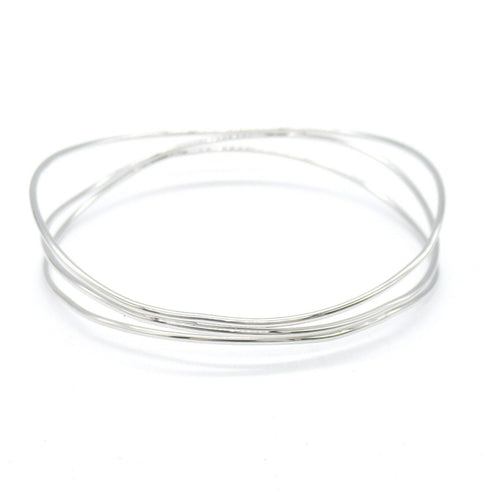 TIFFANY&CO Wave 3 Row Bangle 18K White Gold Silver 11.7g