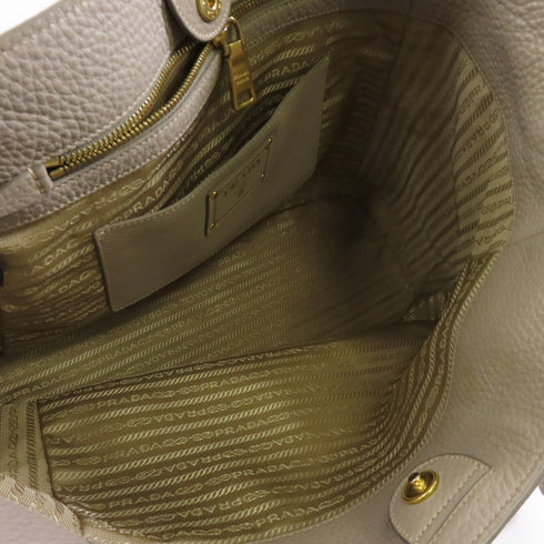 PRADA GHW Shoulder Tote Bag BR4970 Calfskin Leather Gray