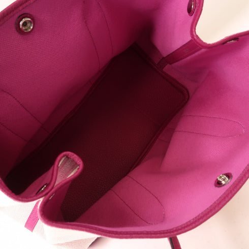 HERMES PHW GardenParty PM Tote Bag Handbag Canvas Stamp C Rose Pourpre Purple