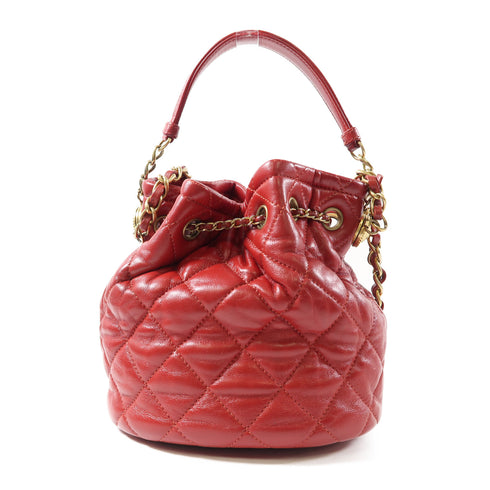 CHANEL Quilted CC GHW Chain Shoulder Bag 2 Way Bag AS2057 Lambskin Leather Red