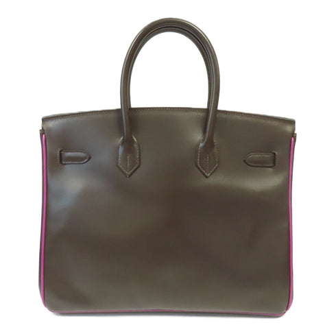 HERMES PHW Birkin 35 Handbag Swift Leather Ebene Brown