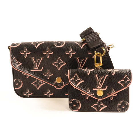 LOUIS VUITTON LV GHW Felicie Strap & Go Shoulder Bag M81471 Monogram Black/Pink