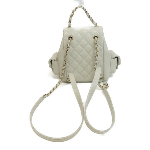 CHANEL Quilted CC Duma Backpack Rucksack Leather AS4399 Grey