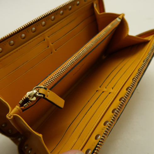 Valentino GHW SHW Long Wallet Calfskin Leather Yellow