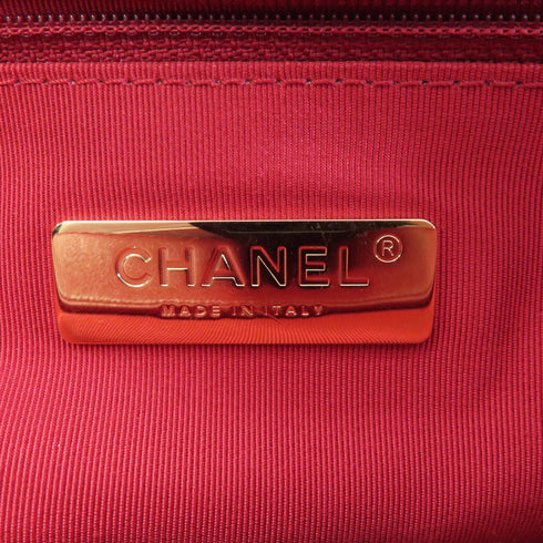CHANEL Quilted CC GHW C19 Chain Shoulder Bag Lambskin Leather Red