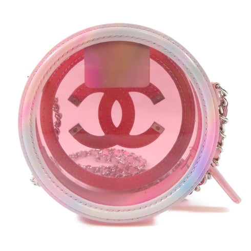 CHANEL CC SHW Chain Shoulder Bag Crossbody Bag PVC Pink Light Blue