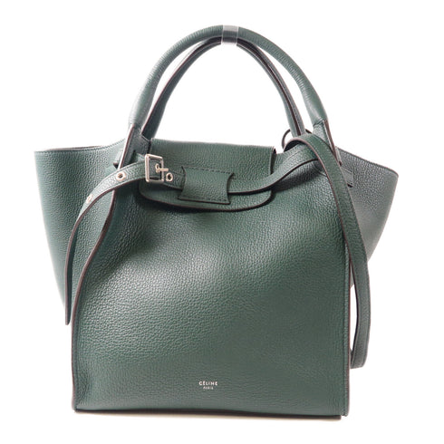 CELINE SHW 2 Way Shoulder Bag Calfskin Leather Green