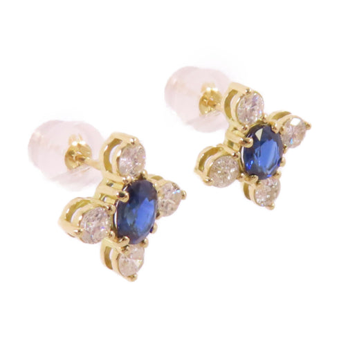FINE JEWELRY 0.91ct Sapphire 0.72ct Diamond Earrings 18K Yellow Gold