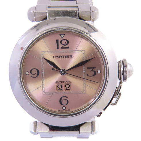 CARTIER Pasha Automatic Wrist Watch Stainless Steel C2475 Pink