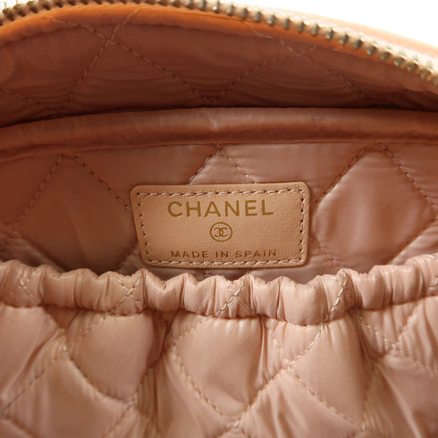 CHANEL CC GHW Cosmetic Pouch Calfskin Leather