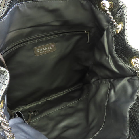 CHANEL CC GHW SHW 2.55 Chain Shoulder Tote Bag Calfskin Leather Green