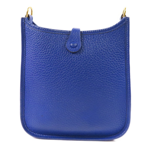 HERMES GHW Evelyne TPM Shoulder Bag Clemence Leather Bleu Royal