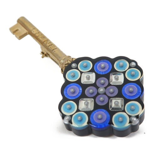 CHANEL CC Brooch 17/A Metal/PVC Black/Gold