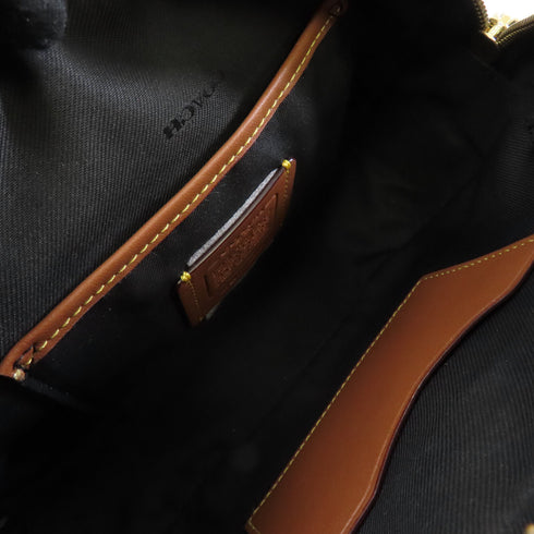 COACH GHW Shoulder Bag Calfskin Leather Black