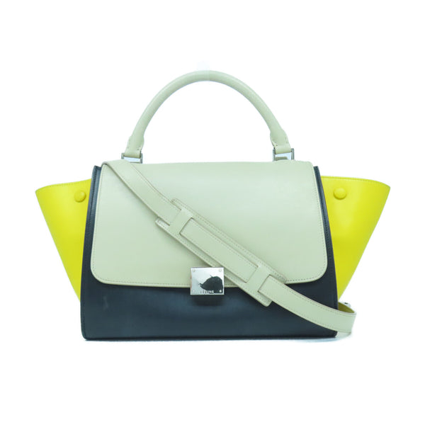 CELINE SHW Celine Tapeze 2 Way Shoulder Bag Calfskin Leather Beige ...