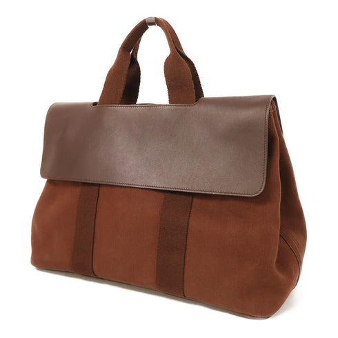 HERMES PHW Valparaiso MM Hand Bag Canvas Brown